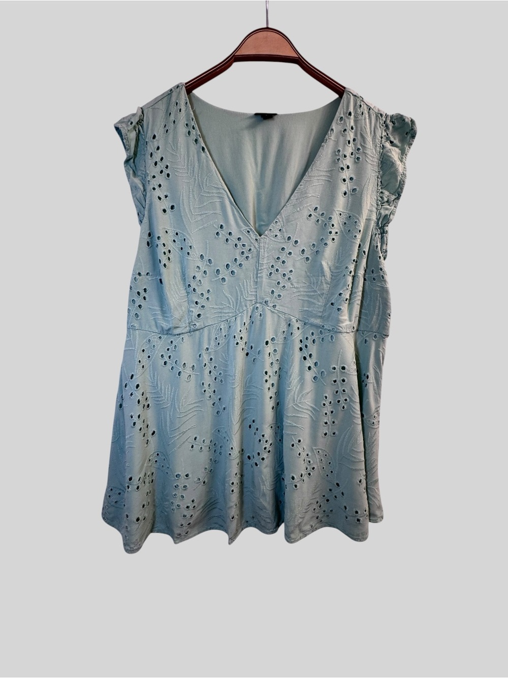 Torrid Women’s Mint Green Eyelet Babydoll Top Embroidered V Neck Plus Size 3X
